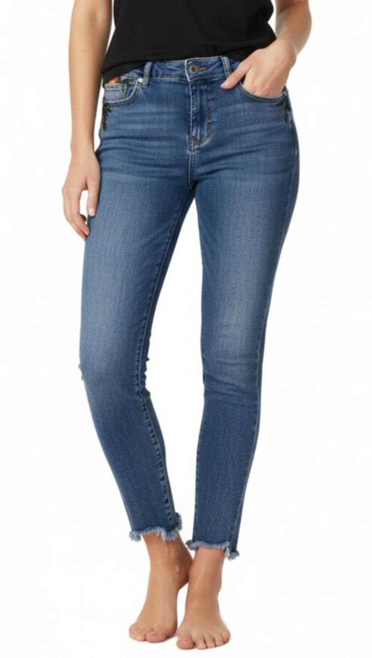 Zara Jeans Z1975 Womens Size 4 Basic Denim Embroidered Skinny Light Wash